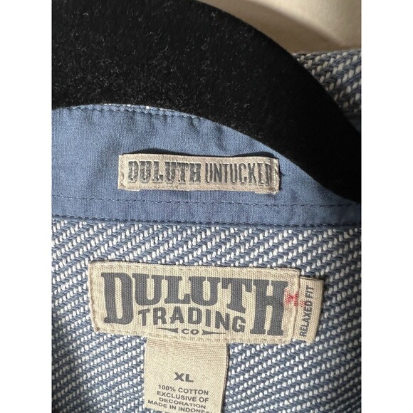 Duluth Trading Co Mens Button Down Woody Relaxed Fit Shirt Blue White XL NEW - Picture 9 of 12
